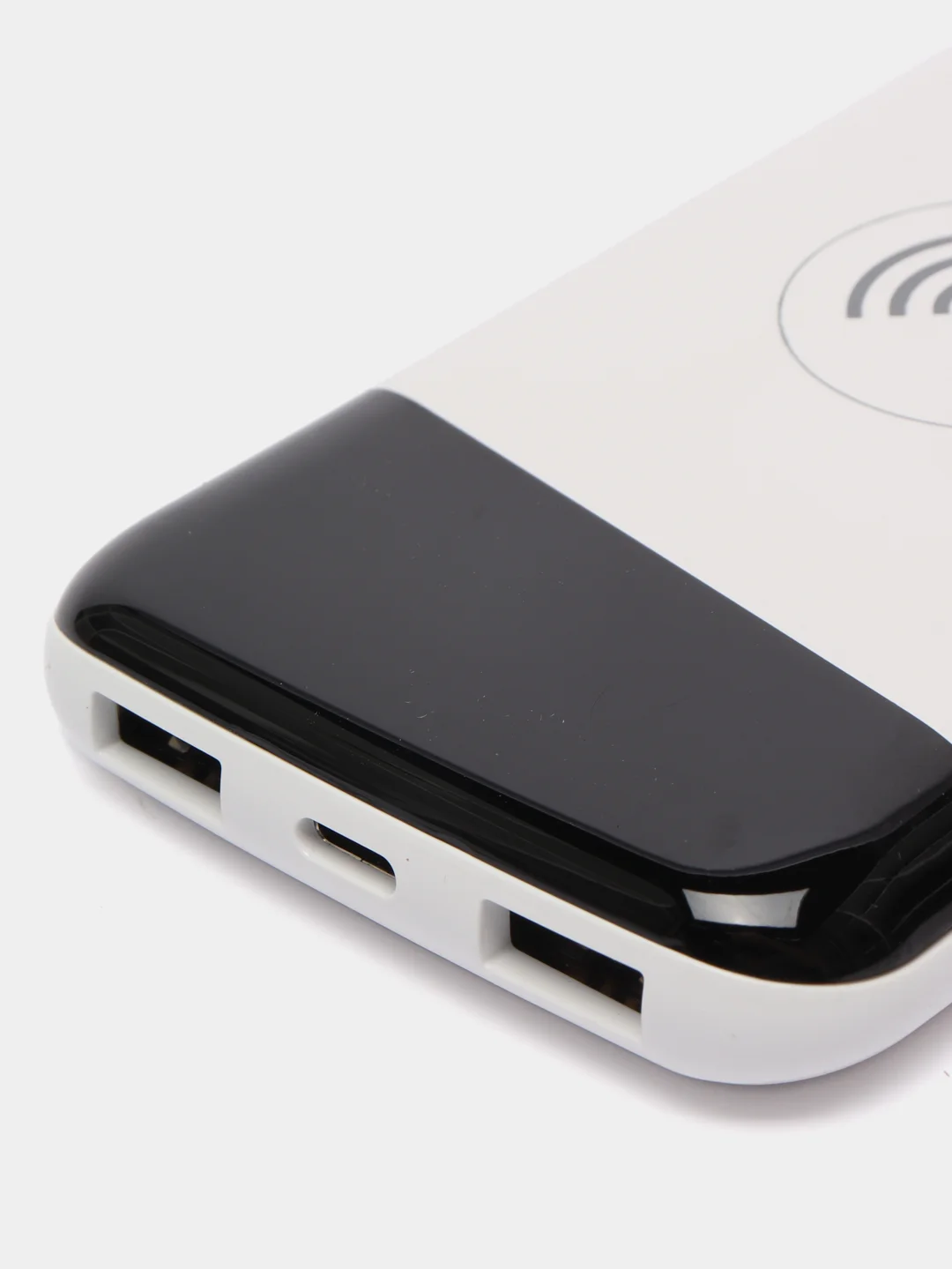 Белый повер банк, 10000 mAh, с беспроводной зарядкой для смартфонов