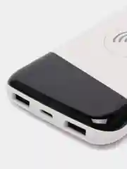 Белый повер банк, 10000 mAh, с беспроводной зарядкой для смартфонов
