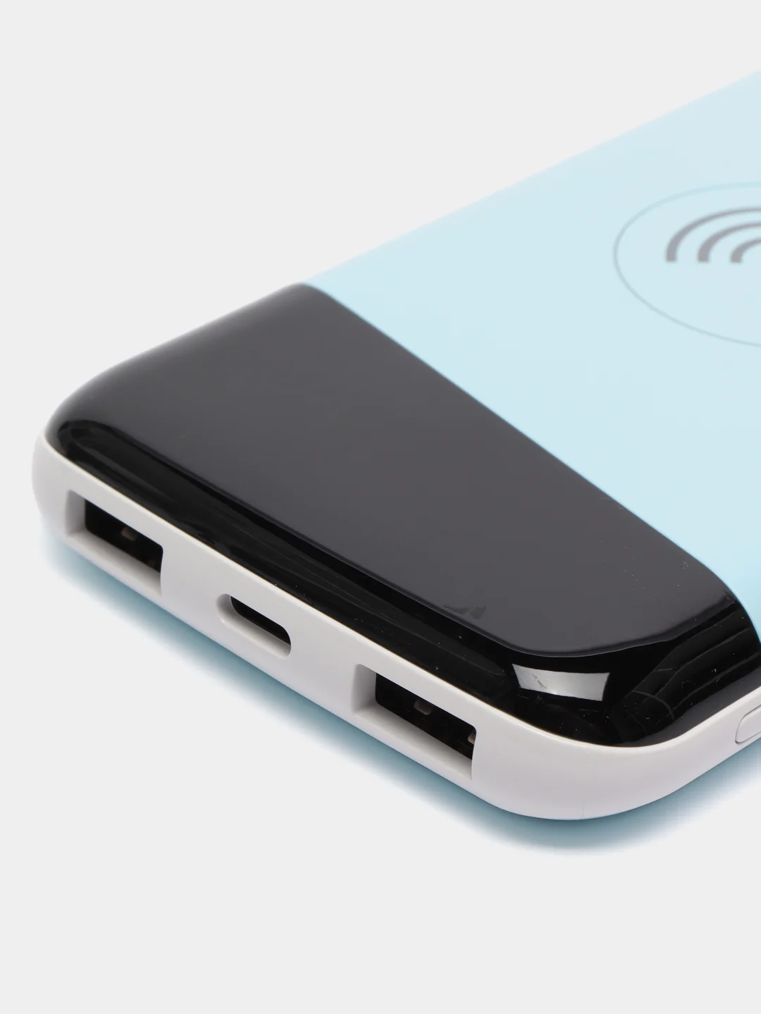 Голубой повер банк, 10000 mAh, с беспроводной зарядкой для смартфонов