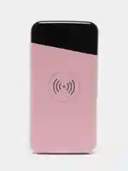 Розовый повер банк, 10000 mAh, с беспроводной зарядкой для смартфонов