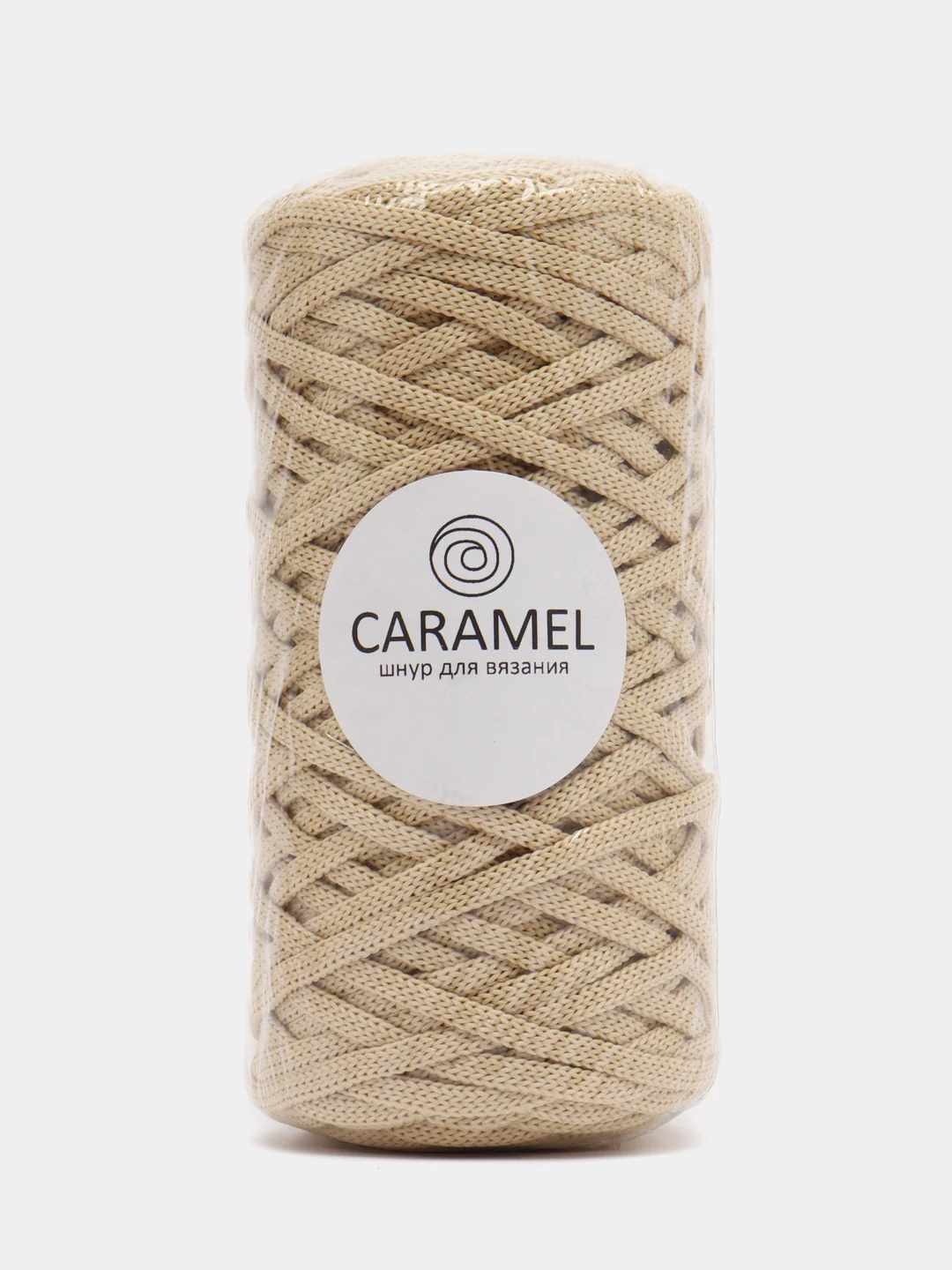 Песочный хаки шнур Caramel (Карамель), плоский, полиэфирный, 5 мм