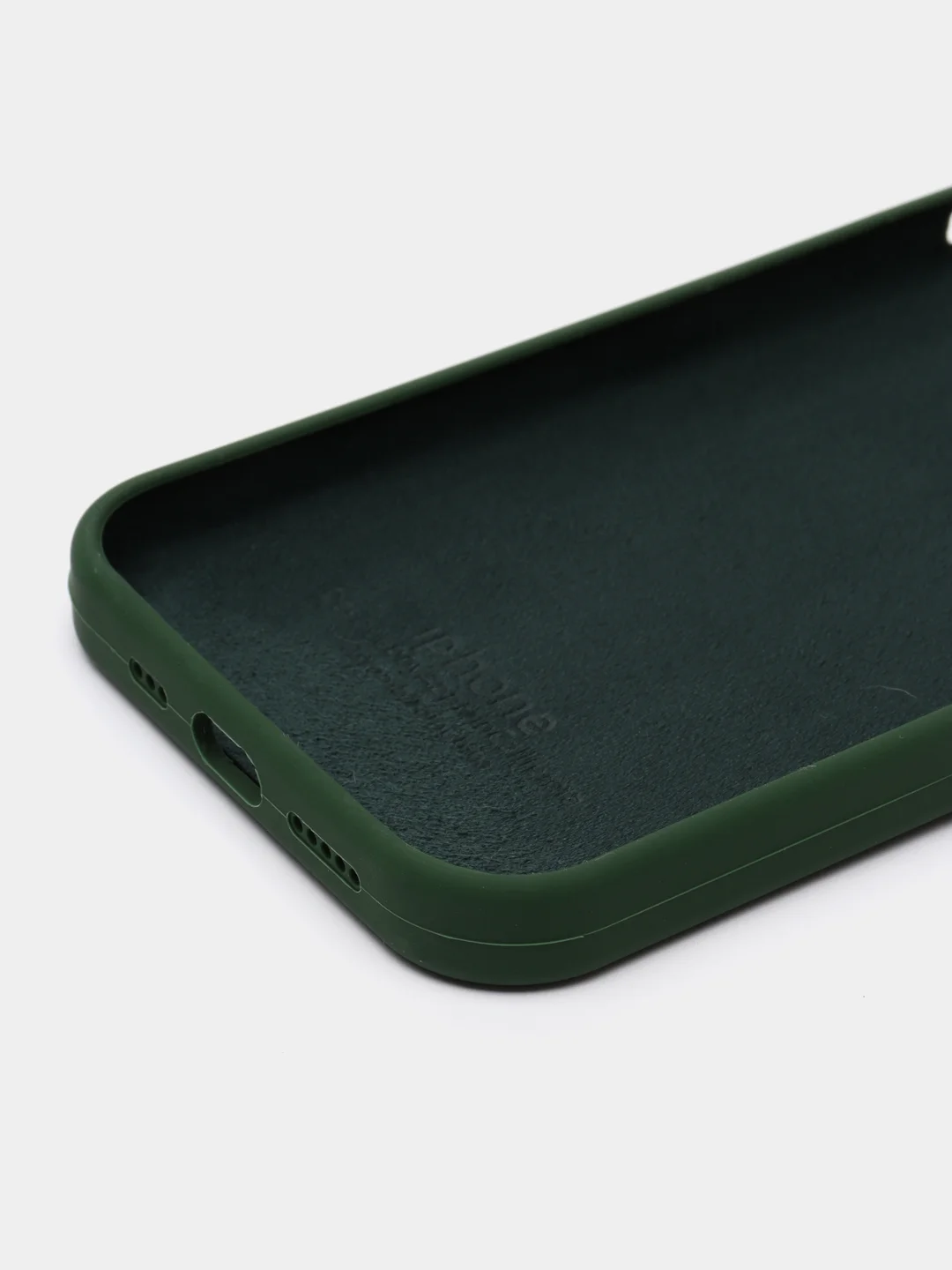 Тёмно-зелёный чехол Silicone Case iPhone 11, 12, 13, 14, Pro, Pro Max, с закрытым низом, кейс