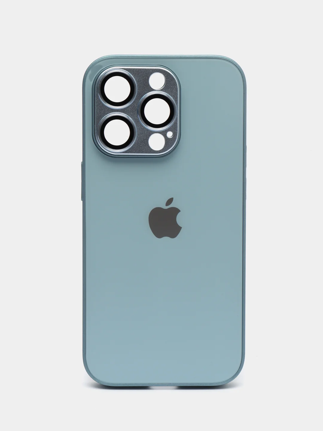 Голубой чехол для iPhone (айфон) 13, 14, Pro с защитой камеры