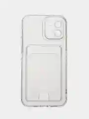 Черный чехол с карманом для карт iPhone 11 12 13 / 14 Pro Max Plus / XR айфон про макс прозрачный