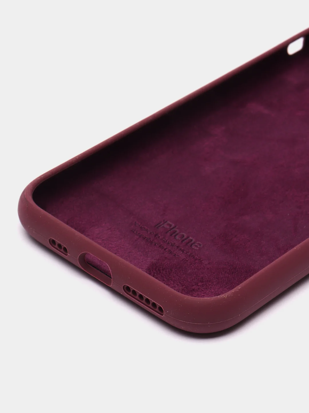 Тёмно-бордовый чехол для iPhone 12, 7+, 12 Pro Max, 11 Pro Max, XS Max, Silicone Case, с закрытым низом