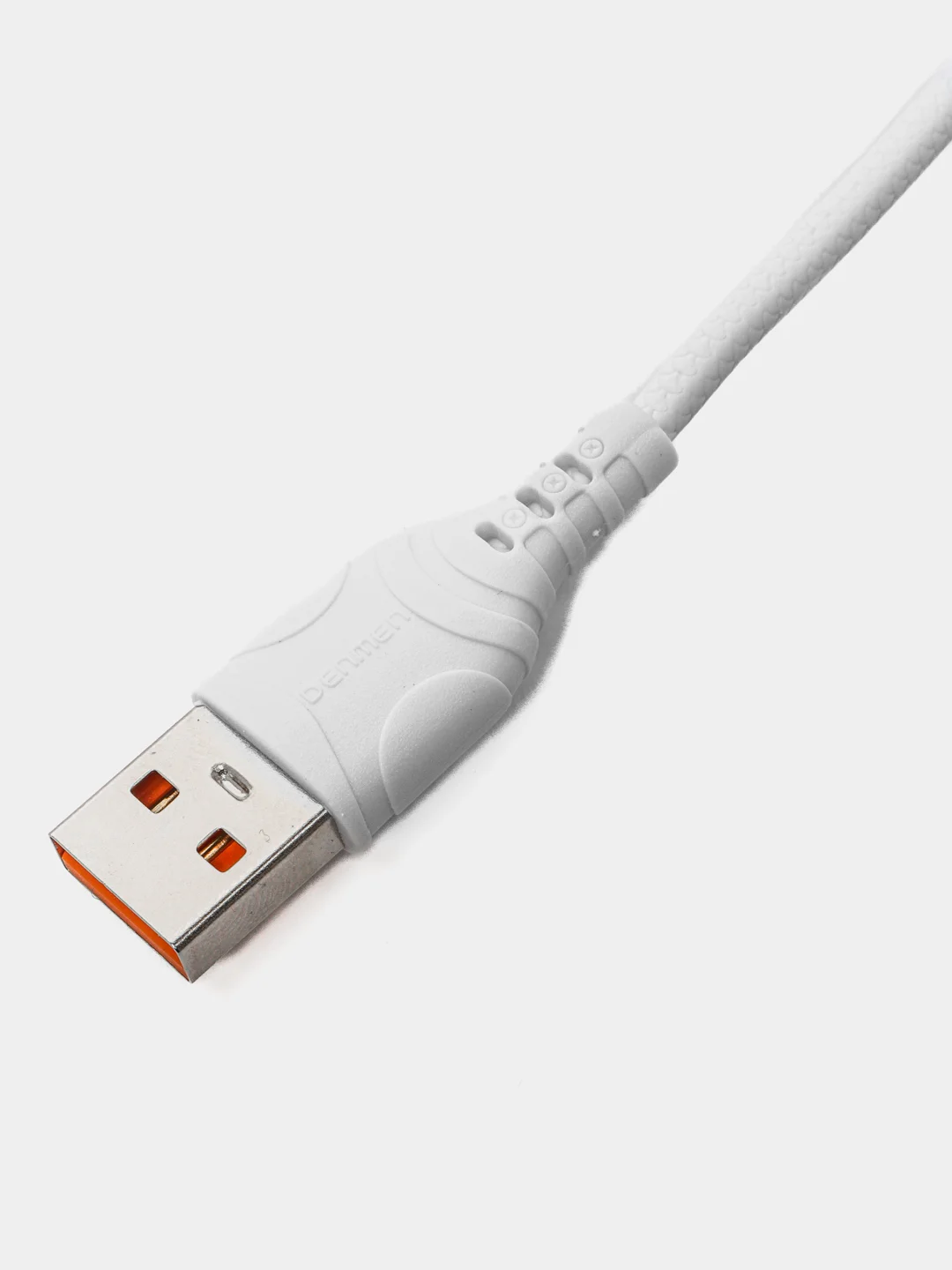 Белый usb кабель зарядный, 1.0м, DENMEN D06 2.4A, TypeC/MicroUSB/Lightning для Android и iPhone