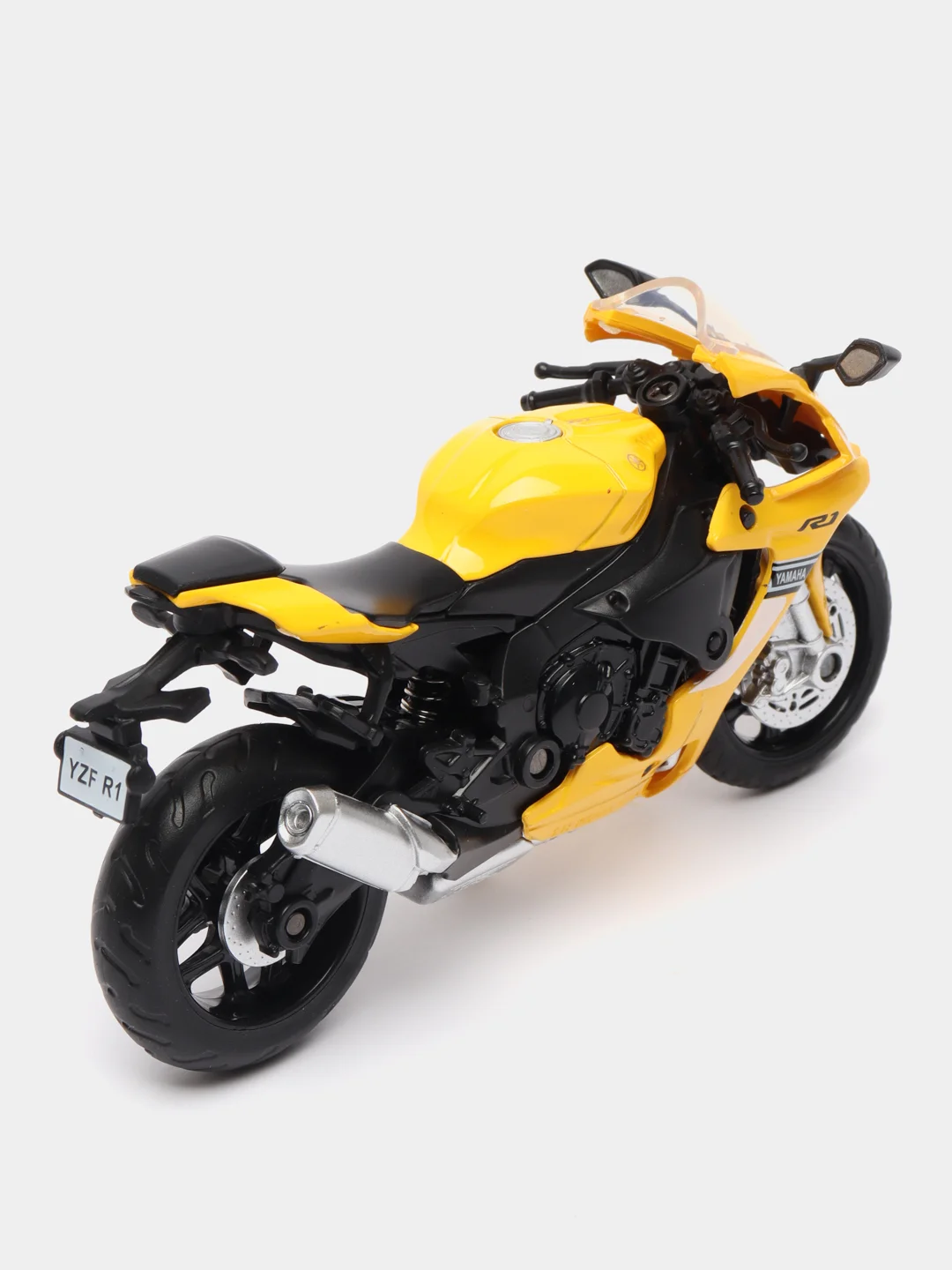 Мотоцикл металл. 1:18 Yamaha YZF-R1, желтый, свободный ход колес, 14 см, JB1251505