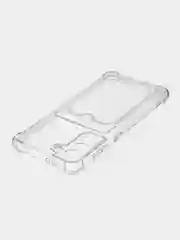 Молочный противоударный чехол для Samsung Galaxy S21 силиконовый ROSCO с карманом для карт и углами