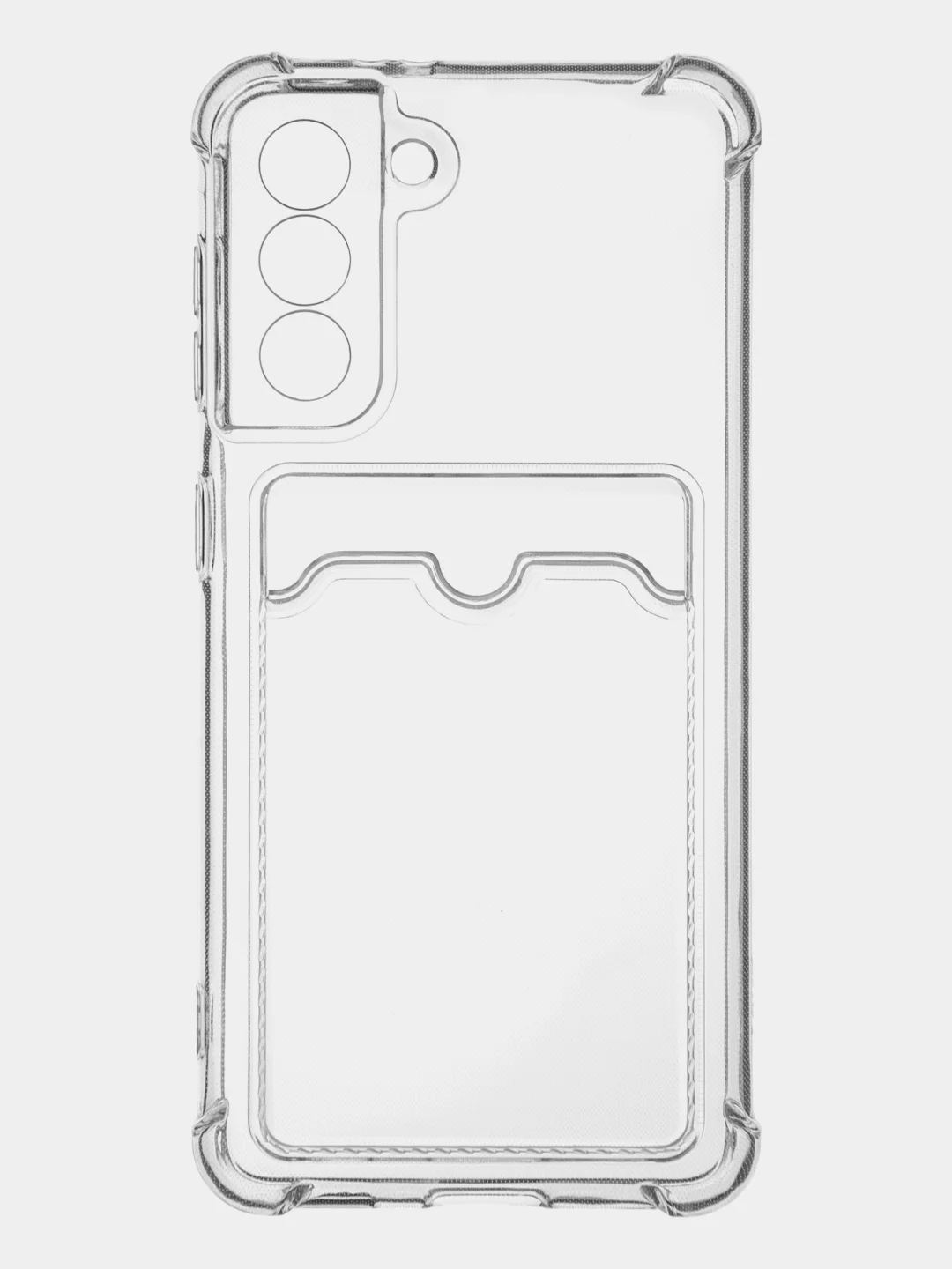 Молочный противоударный чехол для Samsung Galaxy S21 силиконовый ROSCO с карманом для карт и углами