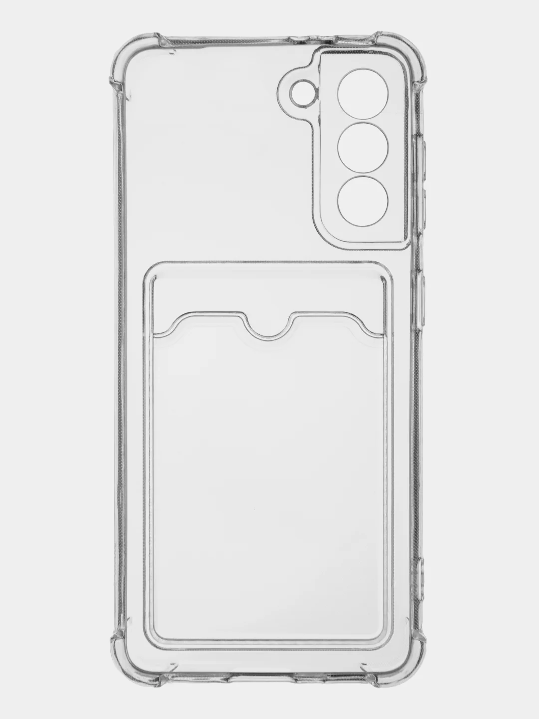 Молочный противоударный чехол для Samsung Galaxy S21 силиконовый ROSCO с карманом для карт и углами