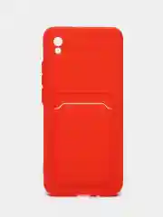 Бежевый чехол Xiaomi Redmi 9A, Сяоми Редми 9А, силиконовый, с карманом для карты
