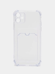 Чехол iPhone 12 Pro, 14 Max, 13 Pro Max, с карманом для карт, прозрачный