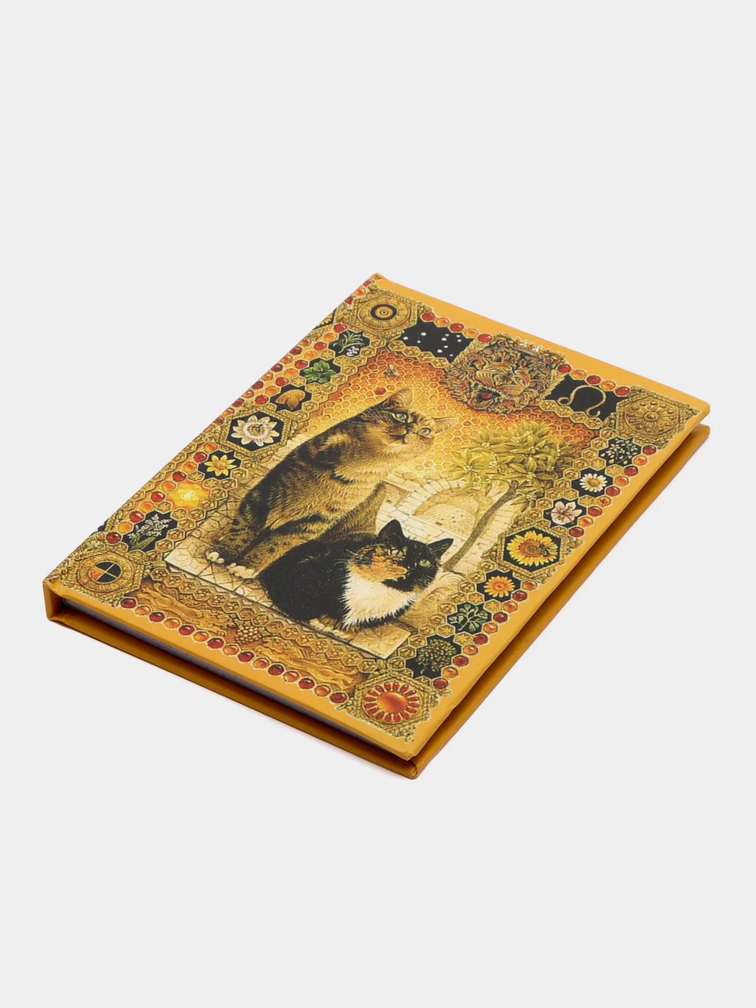 Желтый книжка записная "Кошечки", вырубка, обложка плотный картон, 9 х 13 см, 112 страниц