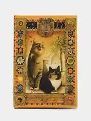 Желтый книжка записная "Кошечки", вырубка, обложка плотный картон, 9 х 13 см, 112 страниц