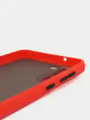 Красный чехол пластиковый на Samsung Galaxy S21 FE (Самсунг С21 ФЕ), матовый, с цветными кнопками