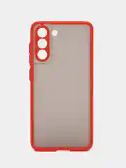 Красный чехол пластиковый на Samsung Galaxy S21 FE (Самсунг С21 ФЕ), матовый, с цветными кнопками