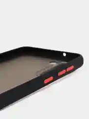 Черный чехол пластиковый на Samsung Galaxy S21 FE (Самсунг С21 ФЕ), матовый, с цветными кнопками