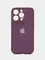 Тёмно-бордовый чехол iPhone 11, 12, 13 Pro Max, 14 Plus, твердый пластиковый глянцевый под стекло