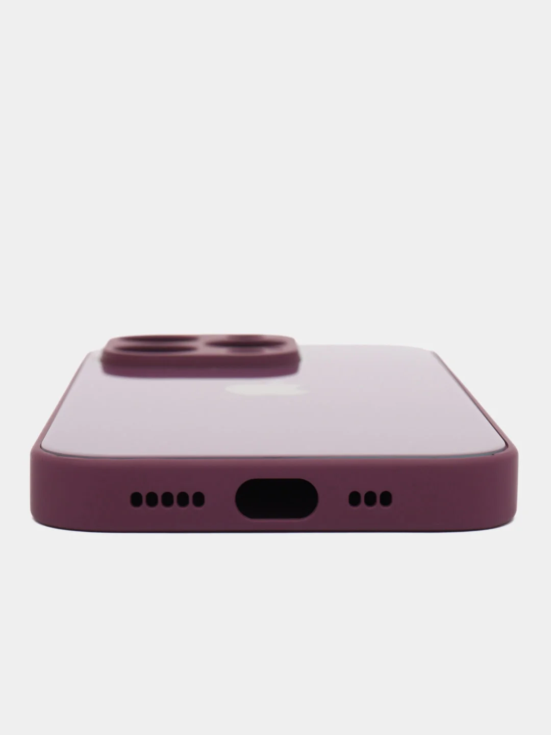Тёмно-бордовый чехол iPhone 11, 12, 13 Pro Max, 14 Plus, твердый пластиковый глянцевый под стекло