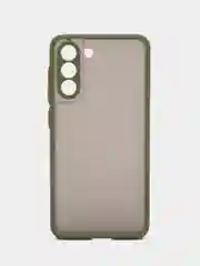 Лесной зеленый чехол пластиковый на Samsung Galaxy S21 FE (Самсунг С21 ФЕ), матовый, с цветными кнопками