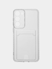 Чехол Samsung Galaxy S23 Plus Галакси С23 Плюс прозрачный силиконовый с карманом для карты