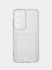Чехол Samsung Galaxy S23, Самсунг Галакси С23 прозрачный, силиконовый с карманом для карты