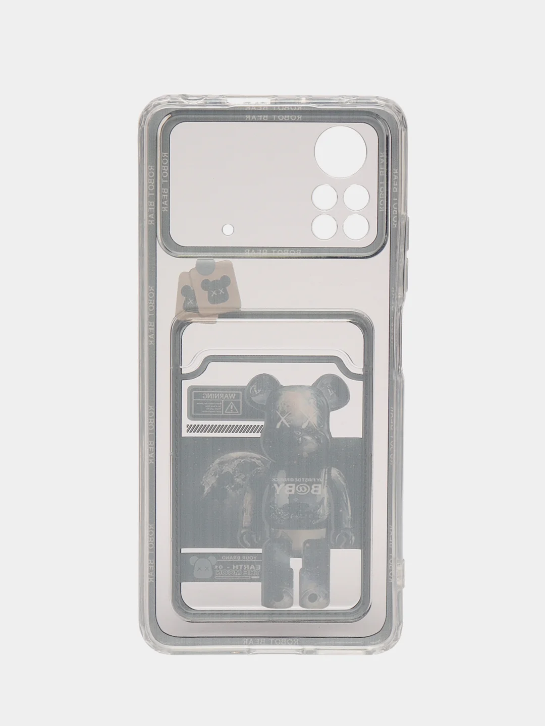 Черный чехол Xiaomi Poco X4 Pro (Сяоми Поко Х4 Про), прозрачный, с карманом для карты, с рисунком