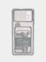 Черный чехол Xiaomi Poco X4 Pro (Сяоми Поко Х4 Про), прозрачный, с карманом для карты, с рисунком