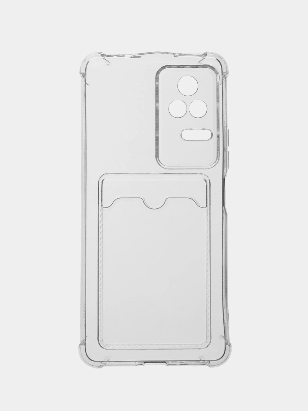 Прозрачный чехол для Xiaomi Poco F4, Сяоми Поко Ф4 прозрачный, с карманом для карты
