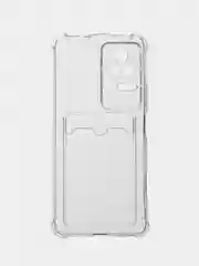 Прозрачный чехол для Xiaomi Poco F4, Сяоми Поко Ф4 прозрачный, с карманом для карты