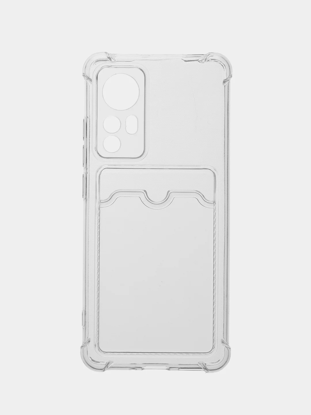 Белый чехол противоударный Xiaomi 12 / 12X / 12S, Сяоми 12, 12X, 12С прозрачный с карманом для карты