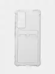 Белый чехол противоударный Xiaomi 12 / 12X / 12S, Сяоми 12, 12X, 12С прозрачный с карманом для карты