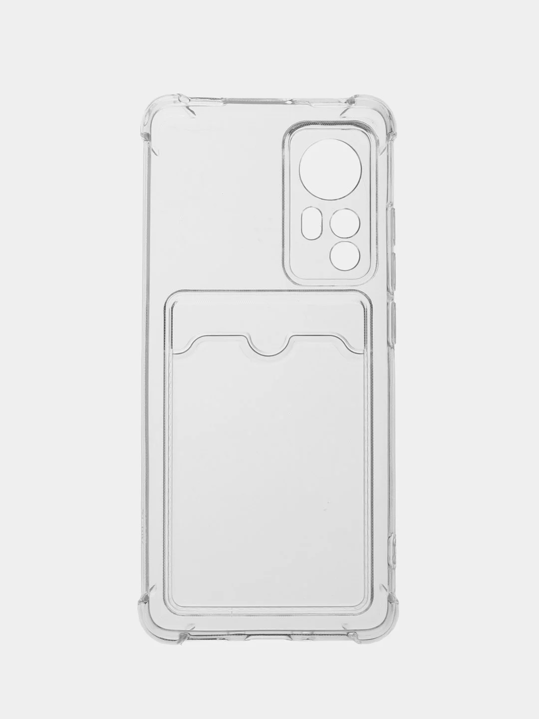 Белый чехол противоударный Xiaomi 12 / 12X / 12S, Сяоми 12, 12X, 12С прозрачный с карманом для карты