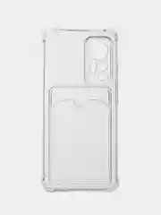 Белый чехол противоударный Xiaomi 12 / 12X / 12S, Сяоми 12, 12X, 12С прозрачный с карманом для карты