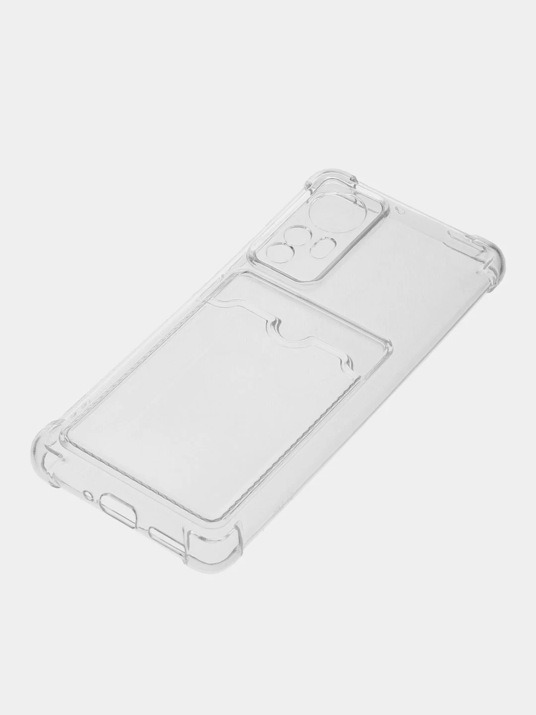 Белый чехол противоударный Xiaomi 12 / 12X / 12S, Сяоми 12, 12X, 12С прозрачный с карманом для карты