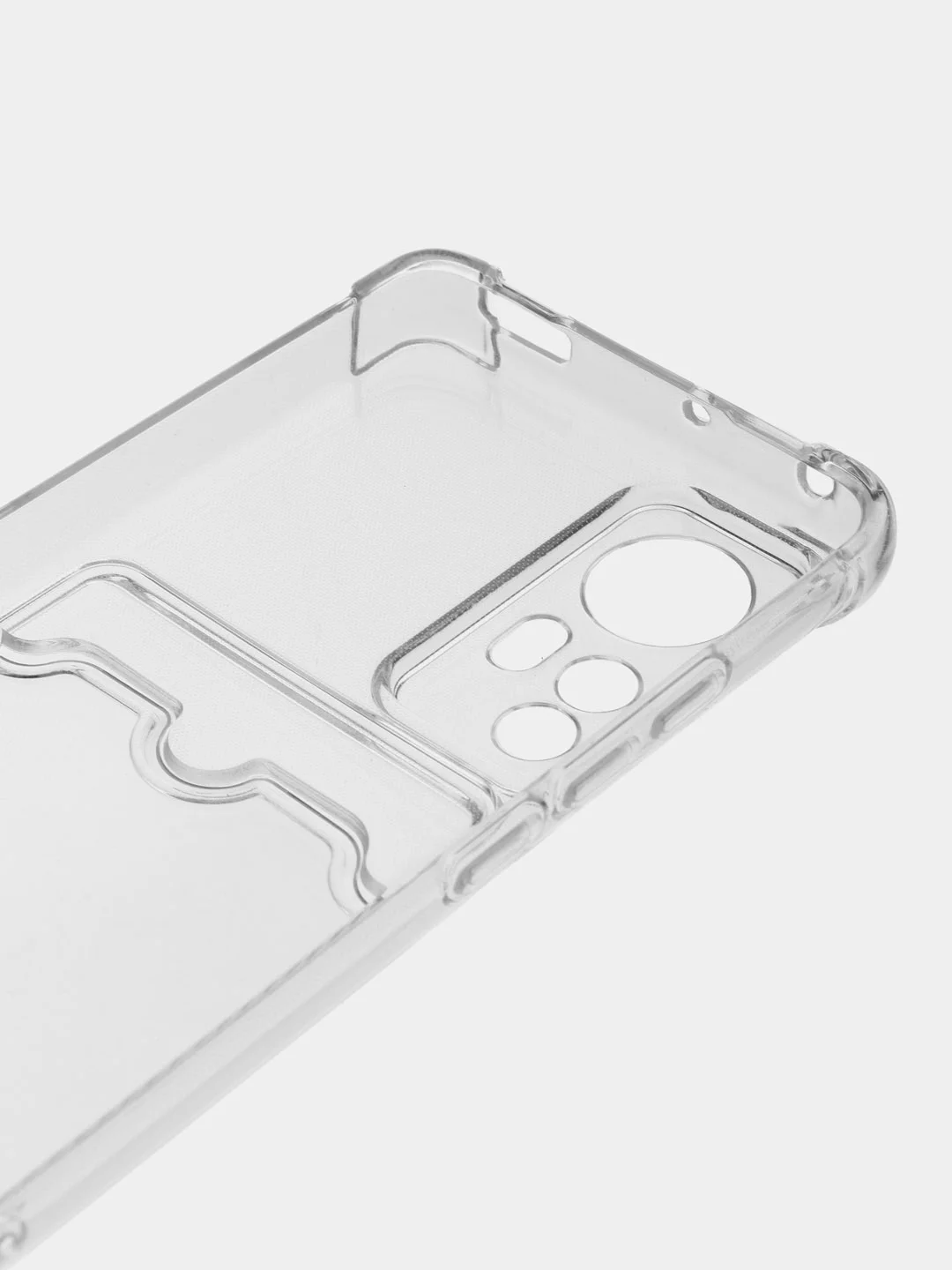 Белый чехол противоударный Xiaomi 12 / 12X / 12S, Сяоми 12, 12X, 12С прозрачный с карманом для карты
