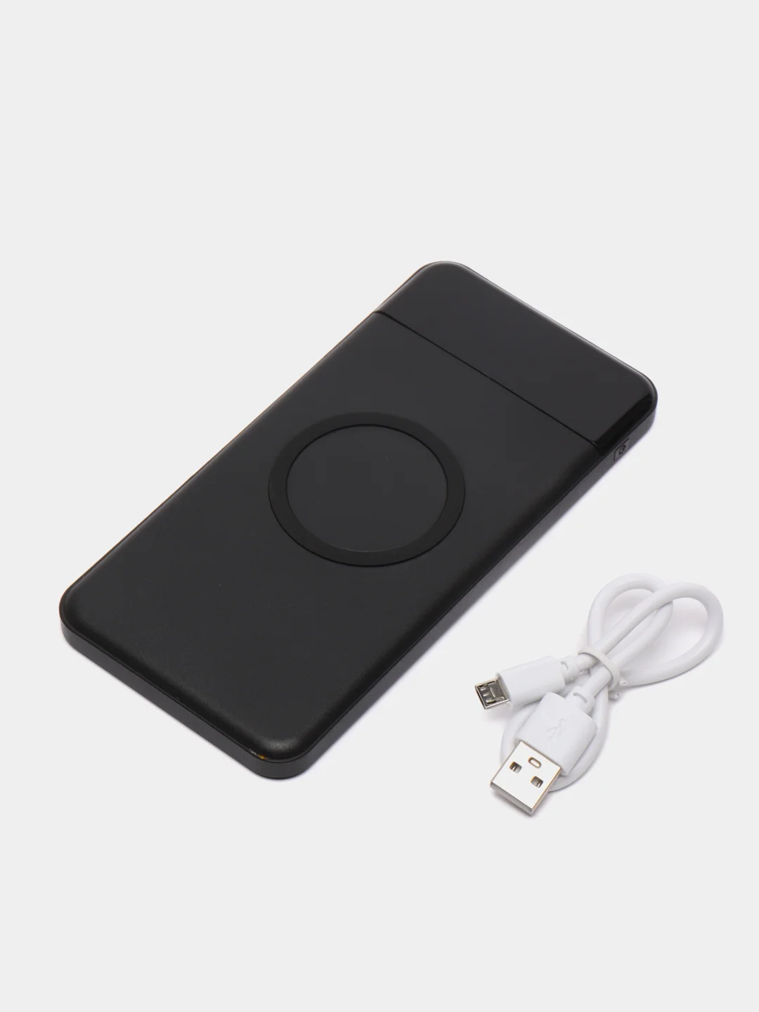Черный повербанк, 8000 mAh с беспроводной зарядкой для смартфонов