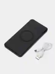 Черный повербанк, 8000 mAh с беспроводной зарядкой для смартфонов