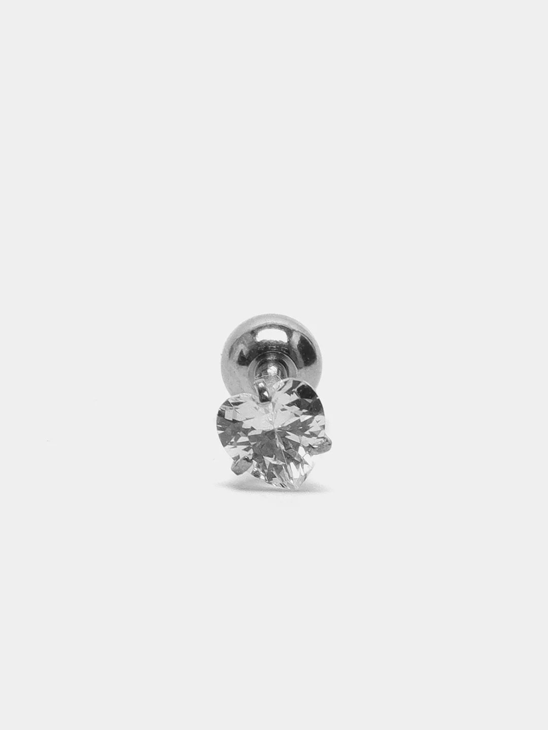 Серый серьга - гвоздик для пирсинга из медицинской стали, 1 штука