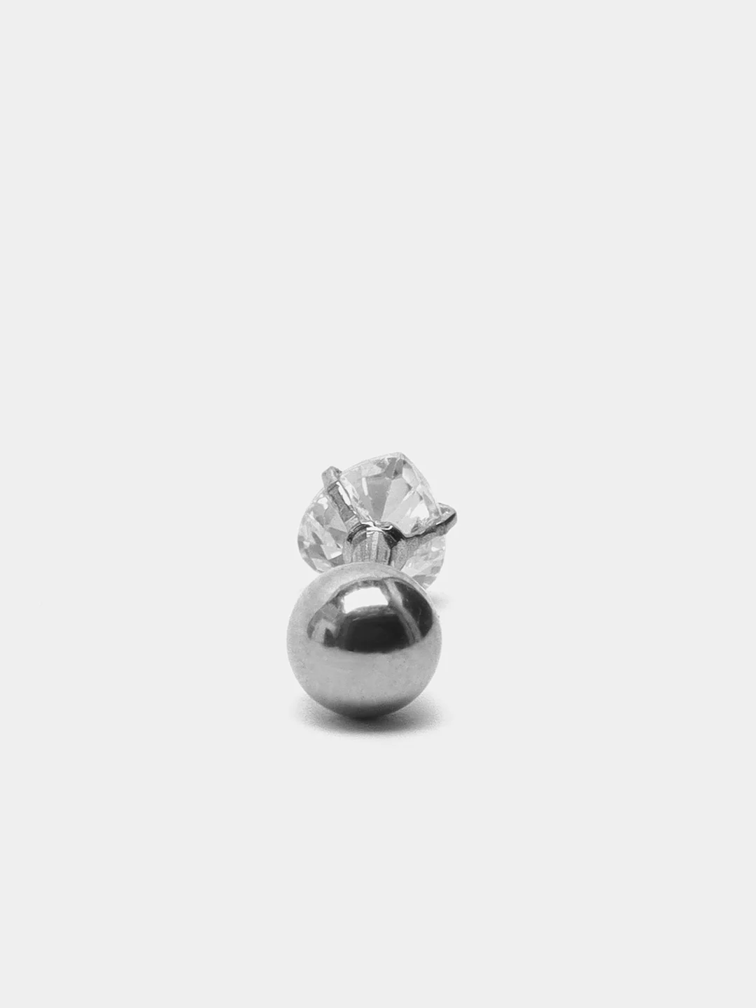 Серый серьга - гвоздик для пирсинга из медицинской стали, 1 штука