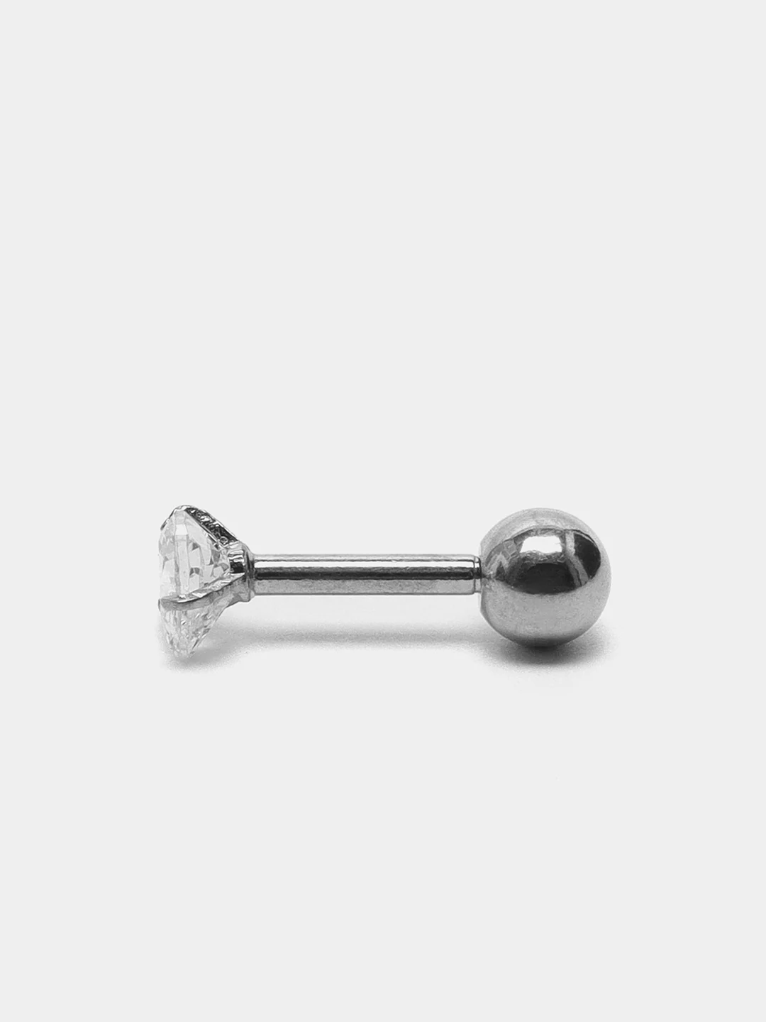 Серый серьга - гвоздик для пирсинга из медицинской стали, 1 штука