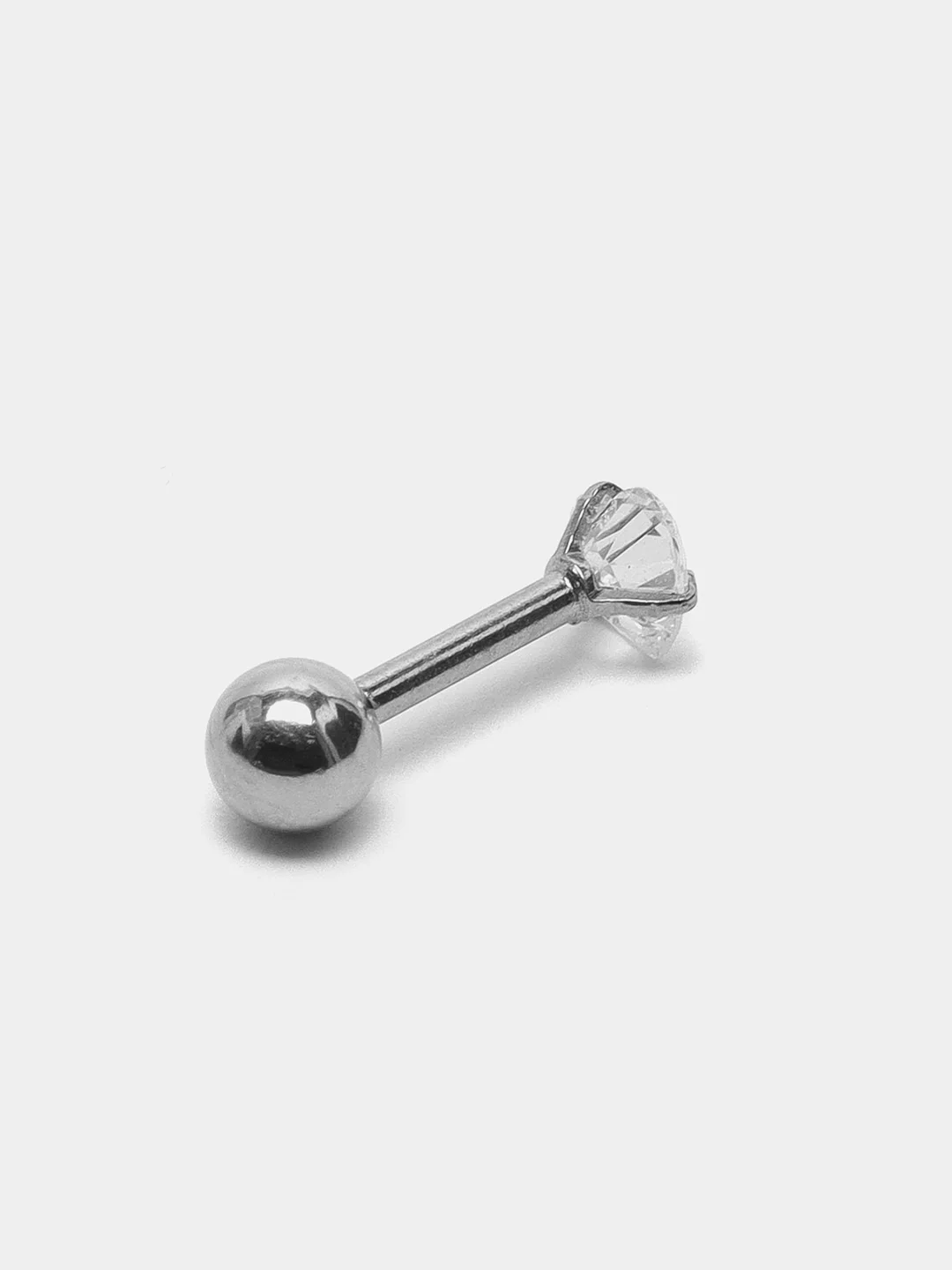 Серый серьга - гвоздик для пирсинга из медицинской стали, 1 штука