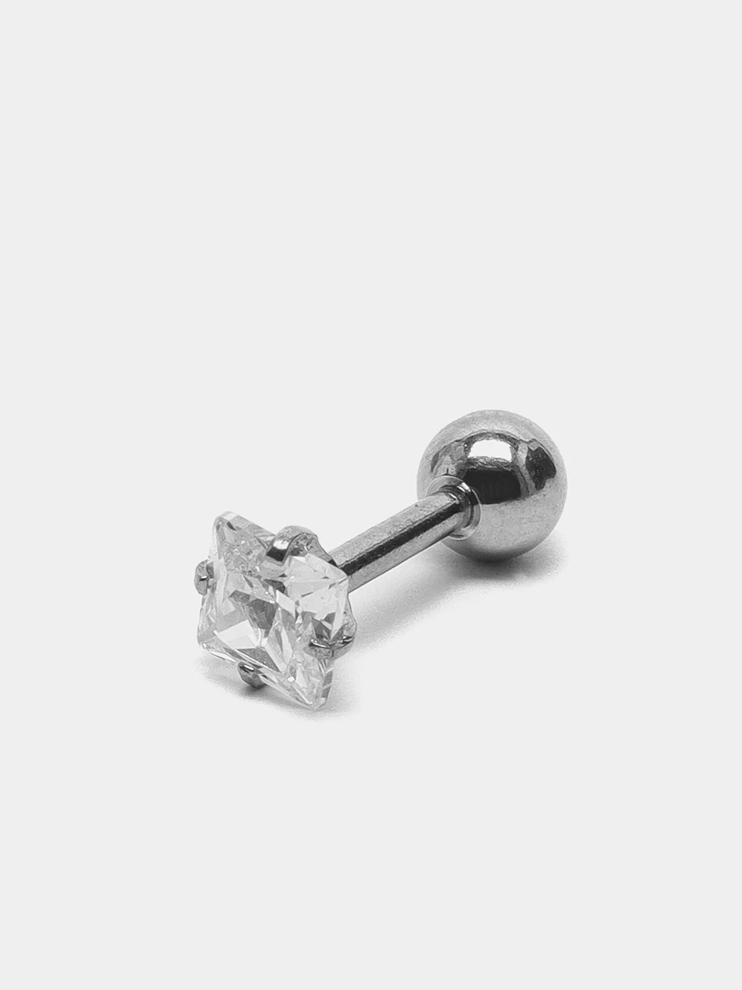 Серебряный серьга - гвоздик для пирсинга из медицинской стали, 1 штука