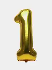 Золотой шар воздушный цифра, большой, 102-106 см, золотистый фольгированный для праздника, свечи