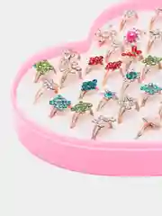Серебряный набор детских колец в шкатулке "Сердце", 36 штук