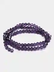 Фиолетовый стеклянные бусины "Биконусы" на нити, 4 мм