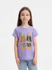 Сиреневый футболка детская, для девочки, 8-12 лет