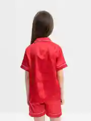 Красный пижама с шортами, для девочек, атласная