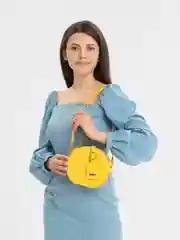 Желтый сумка женская, круглая