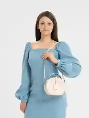 Бежевый сумка женская, круглая